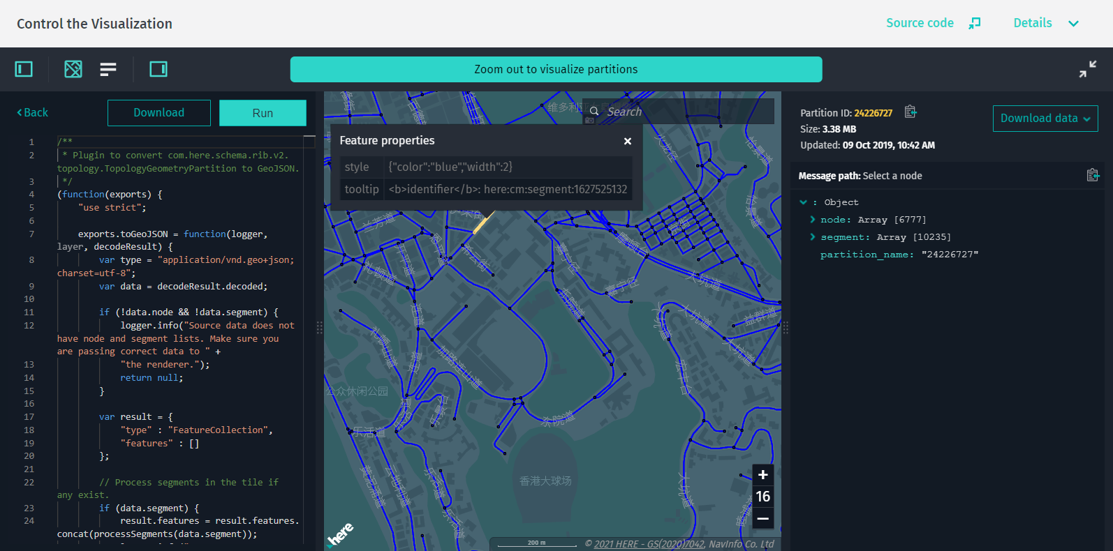Road network visualization with the rendering plugin