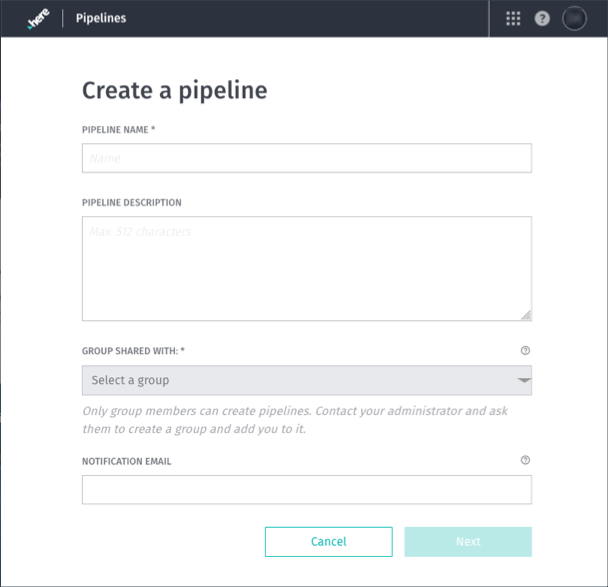 screenshot of Add New Pipeline Page