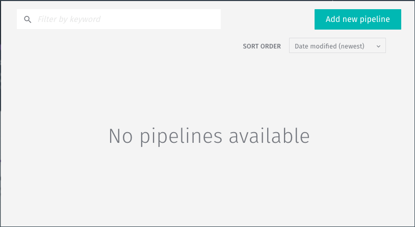 screen capture of pipelines display with no pipelines